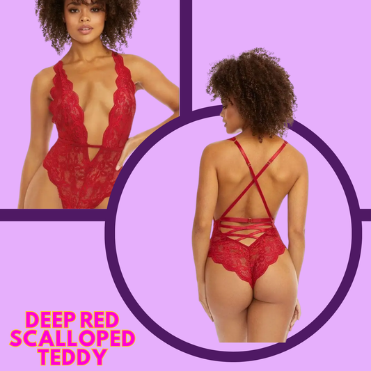 Deep Red Scalloped Teddy 🏁